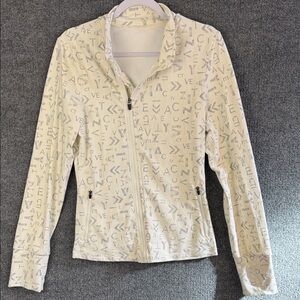 ZYIA Active Zip Up Jacket Women’s Size L Mock Neck Long Sleeve White Gray